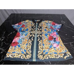 BAROCCO Urban Fashion Tropical Design Polo with Rose and Chain print size 3XL